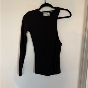 Show Room Black Asymmetrical Long Sleeve Top